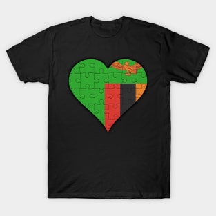 Zambian Jigsaw Puzzle Heart Design - Gift for Zambian With Zambia Roots T-Shirt